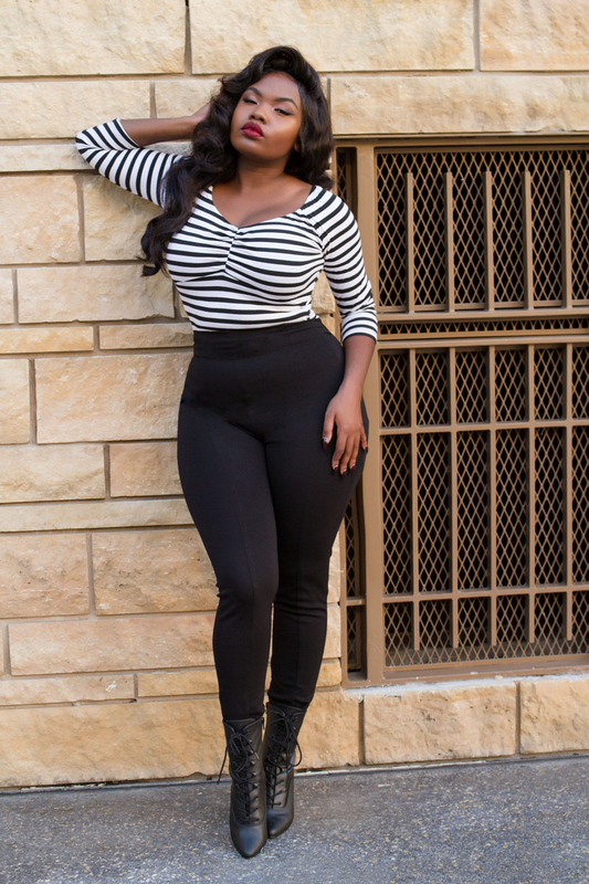 Kayla Top in Black and White Stripe Knit | Deadly Dames