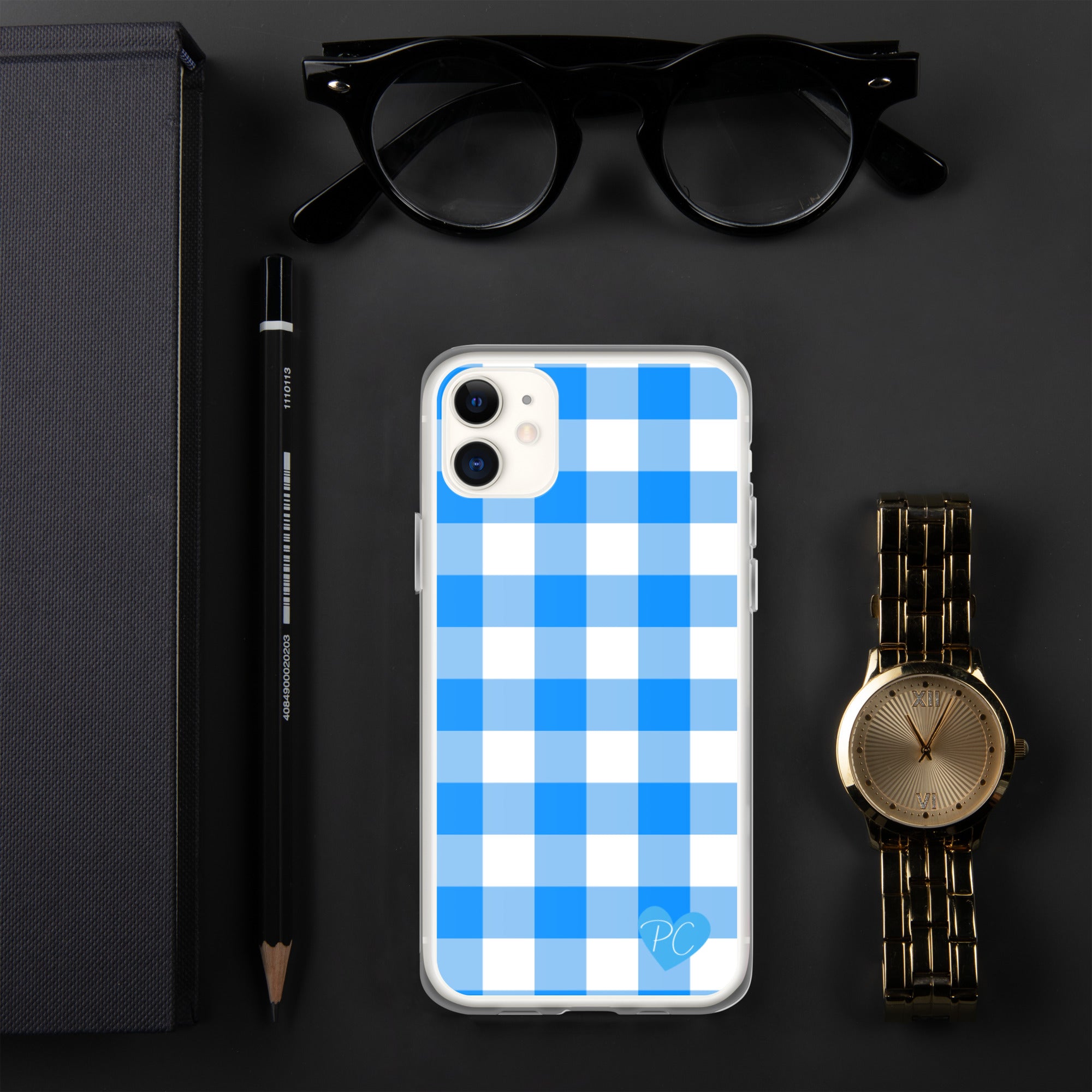 Sunday Afternoon Vintage Blue Gingham Print  iPhone Case