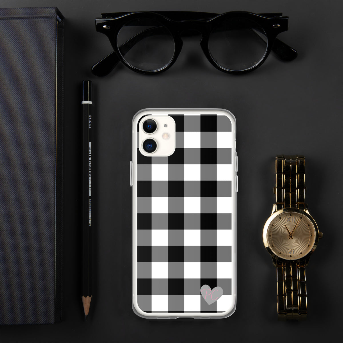 Sunday Afternoon Black Vintage Gingham Print iPhone Case