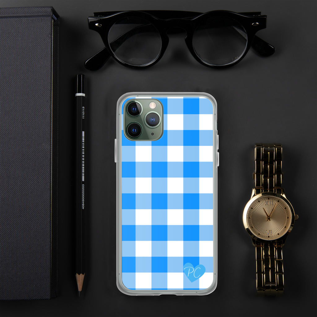 Sunday Afternoon Vintage Blue Gingham Print  iPhone Case