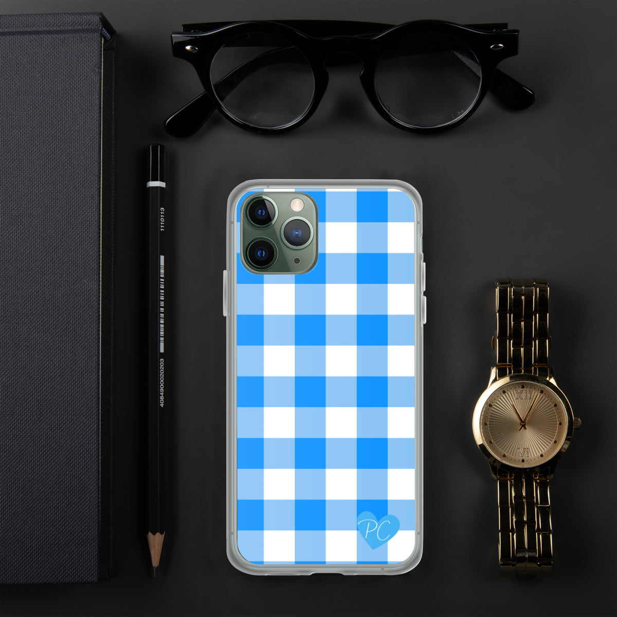 Sunday Afternoon Vintage Blue Gingham Print  iPhone Case