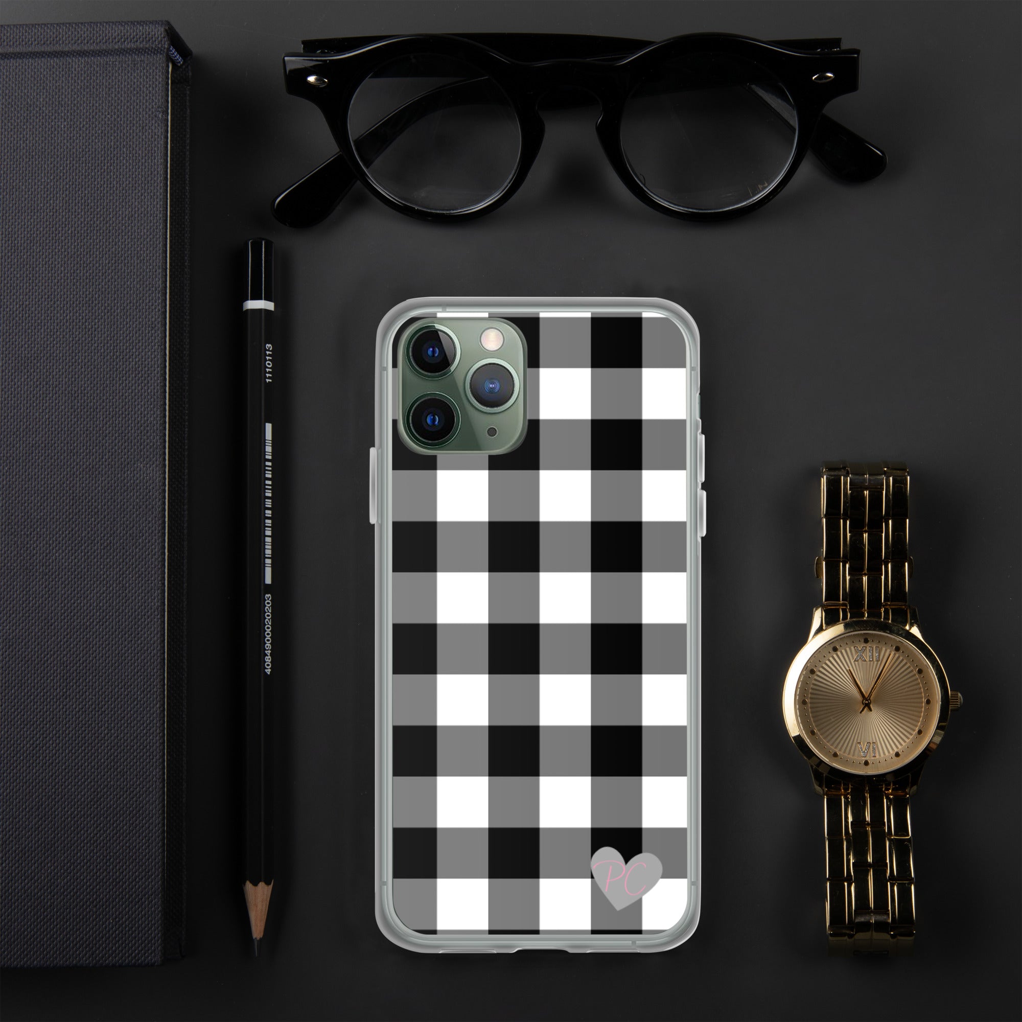 Sunday Afternoon Black Vintage Gingham Print iPhone Case
