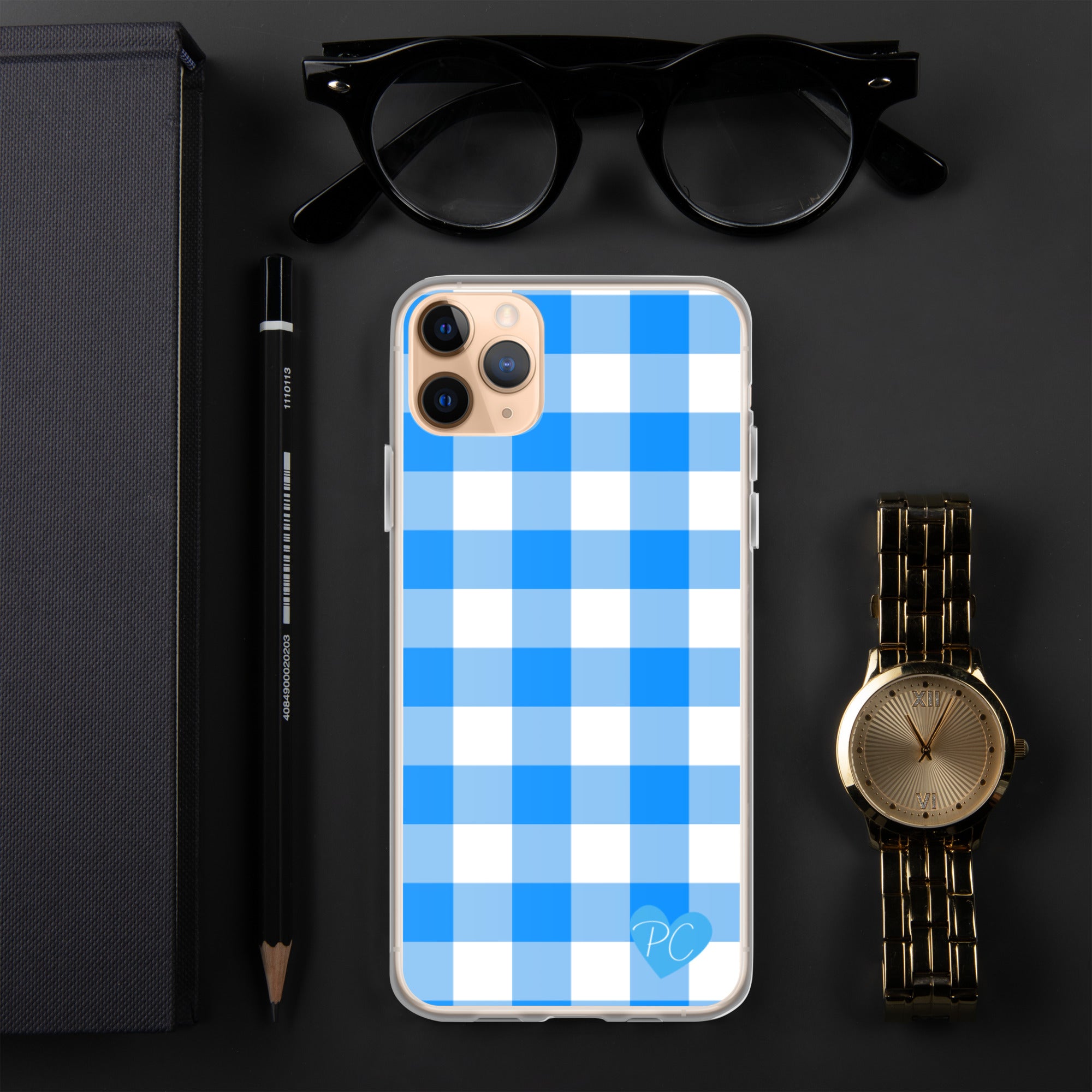 Sunday Afternoon Vintage Blue Gingham Print  iPhone Case