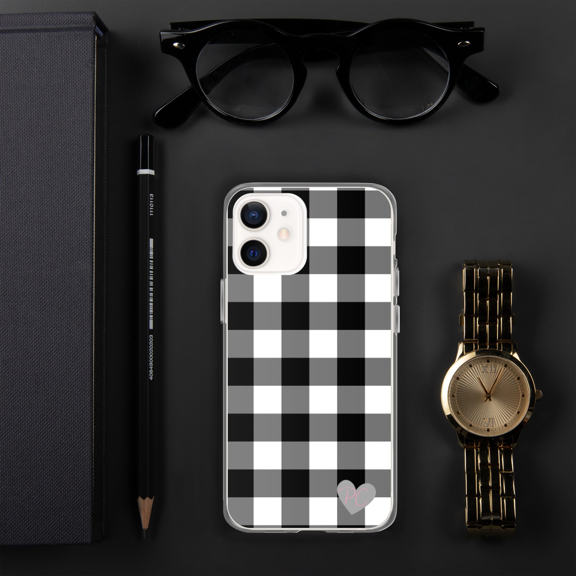 Sunday Afternoon Black Vintage Gingham Print iPhone Case
