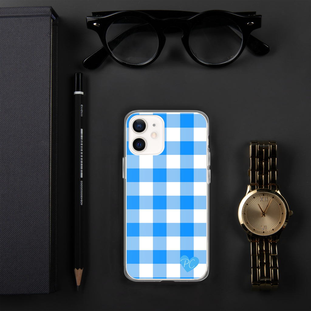 Sunday Afternoon Vintage Blue Gingham Print  iPhone Case