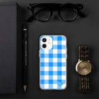 Sunday Afternoon Vintage Blue Gingham Print  iPhone Case