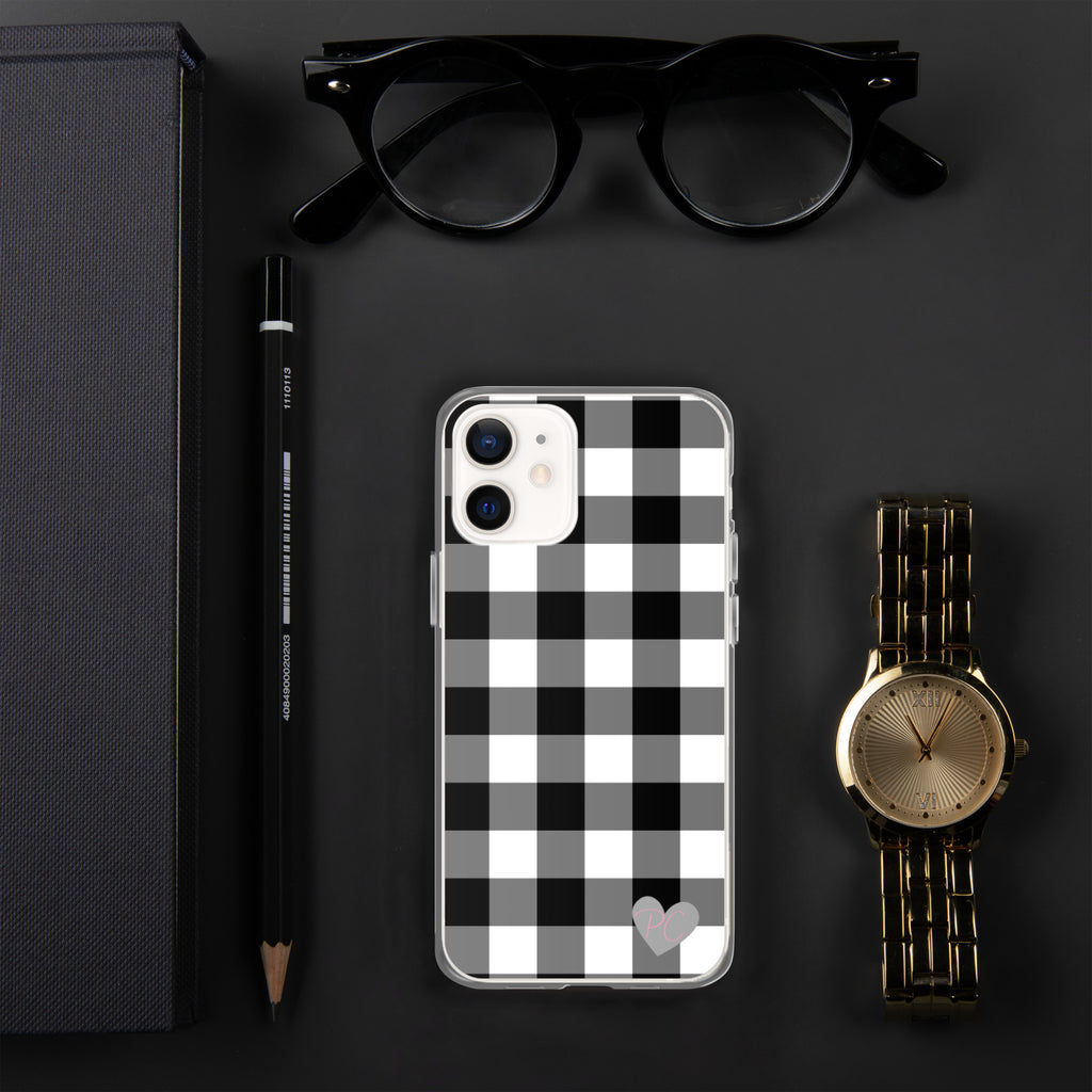 Sunday Afternoon Black Vintage Gingham Print iPhone Case
