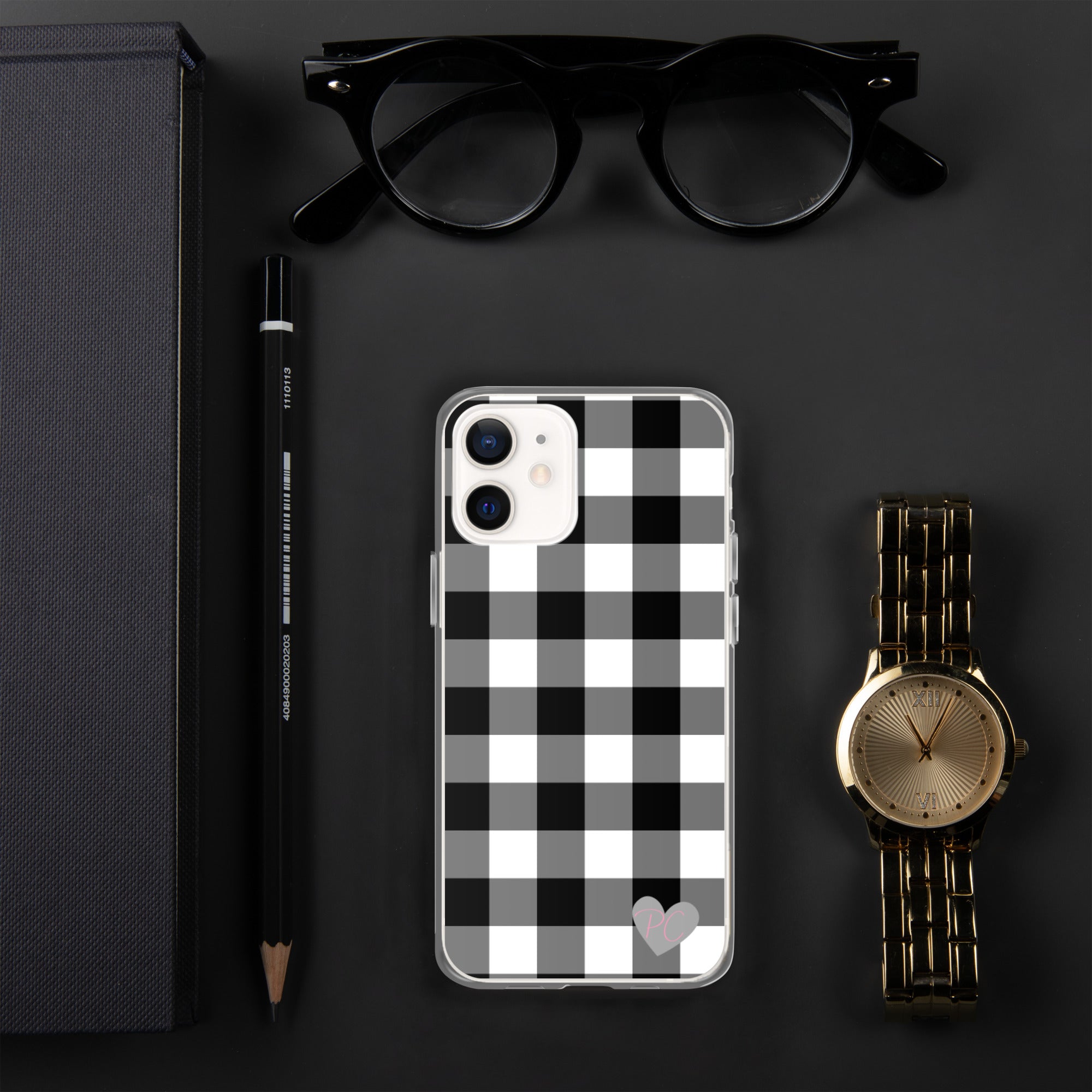 Sunday Afternoon Black Vintage Gingham Print iPhone Case