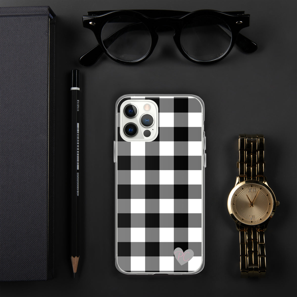 Sunday Afternoon Black Vintage Gingham Print iPhone Case