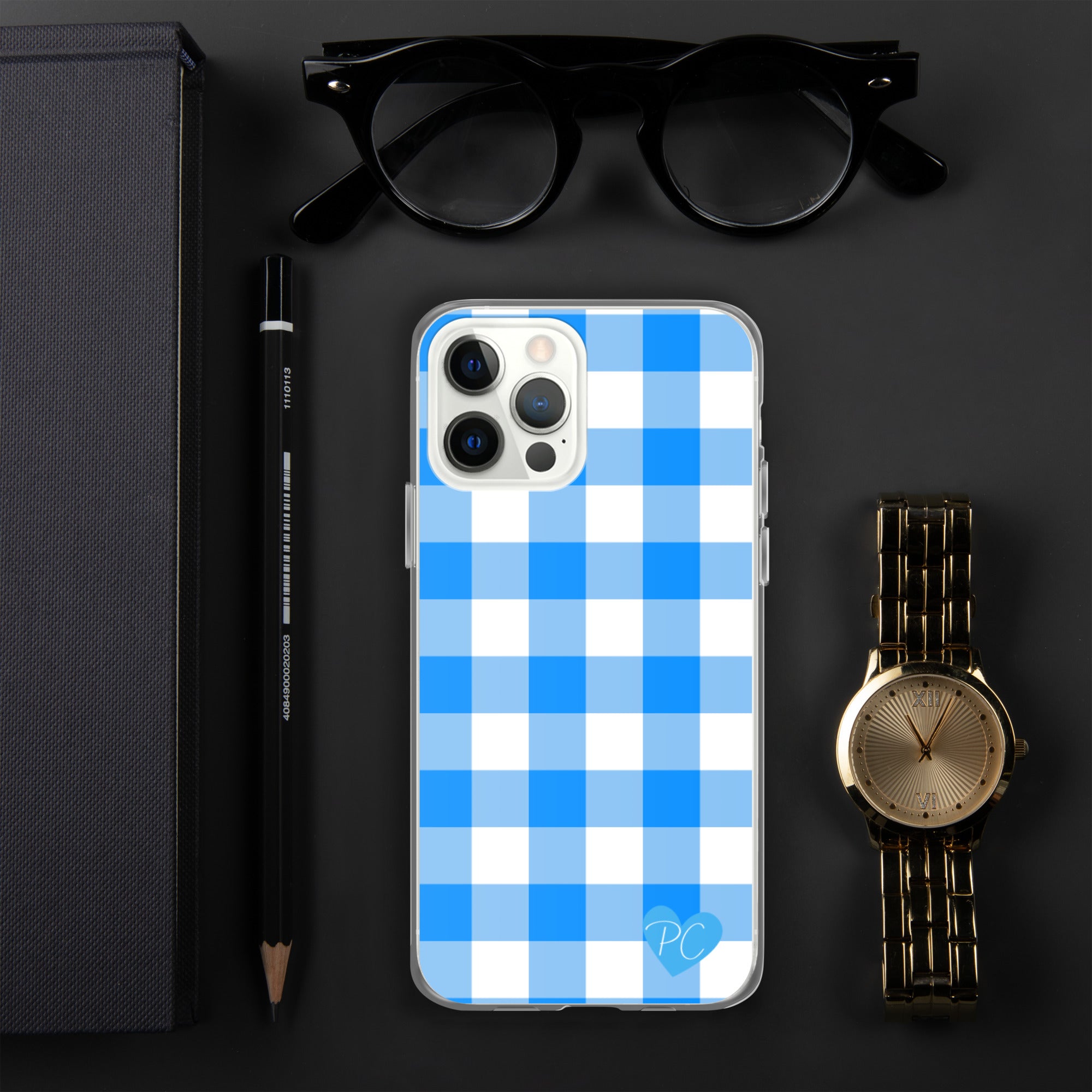Sunday Afternoon Vintage Blue Gingham Print  iPhone Case