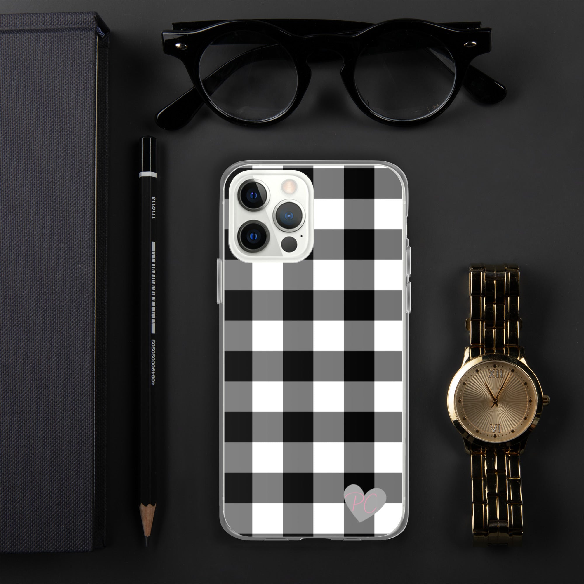 Sunday Afternoon Black Vintage Gingham Print iPhone Case