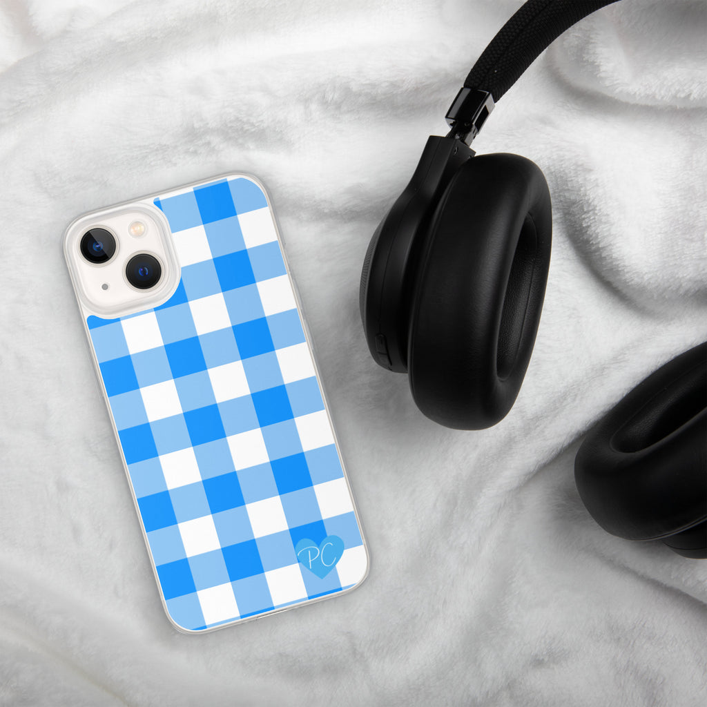 Sunday Afternoon Vintage Blue Gingham Print  iPhone Case