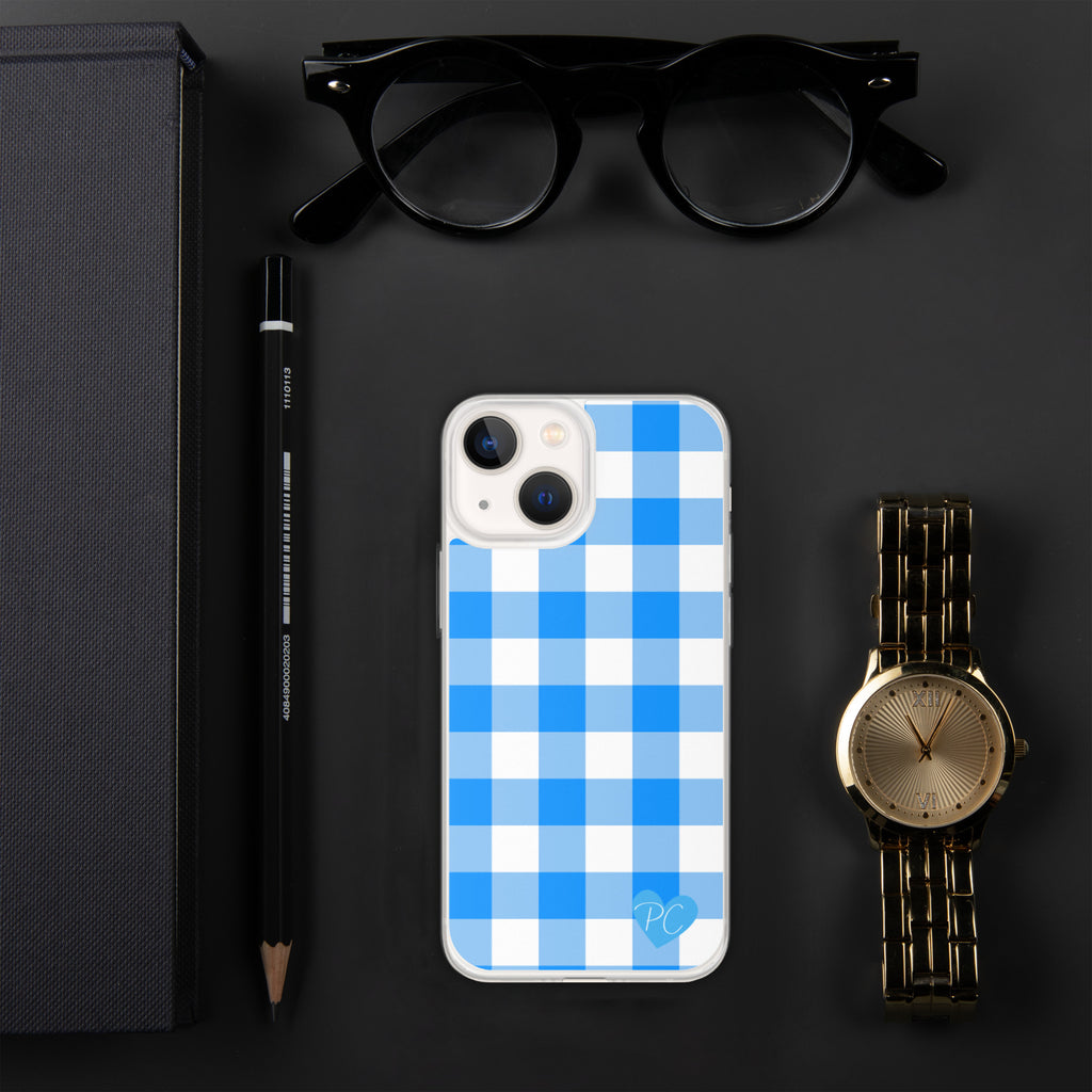 Sunday Afternoon Vintage Blue Gingham Print  iPhone Case