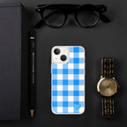 Sunday Afternoon Vintage Blue Gingham Print  iPhone Case