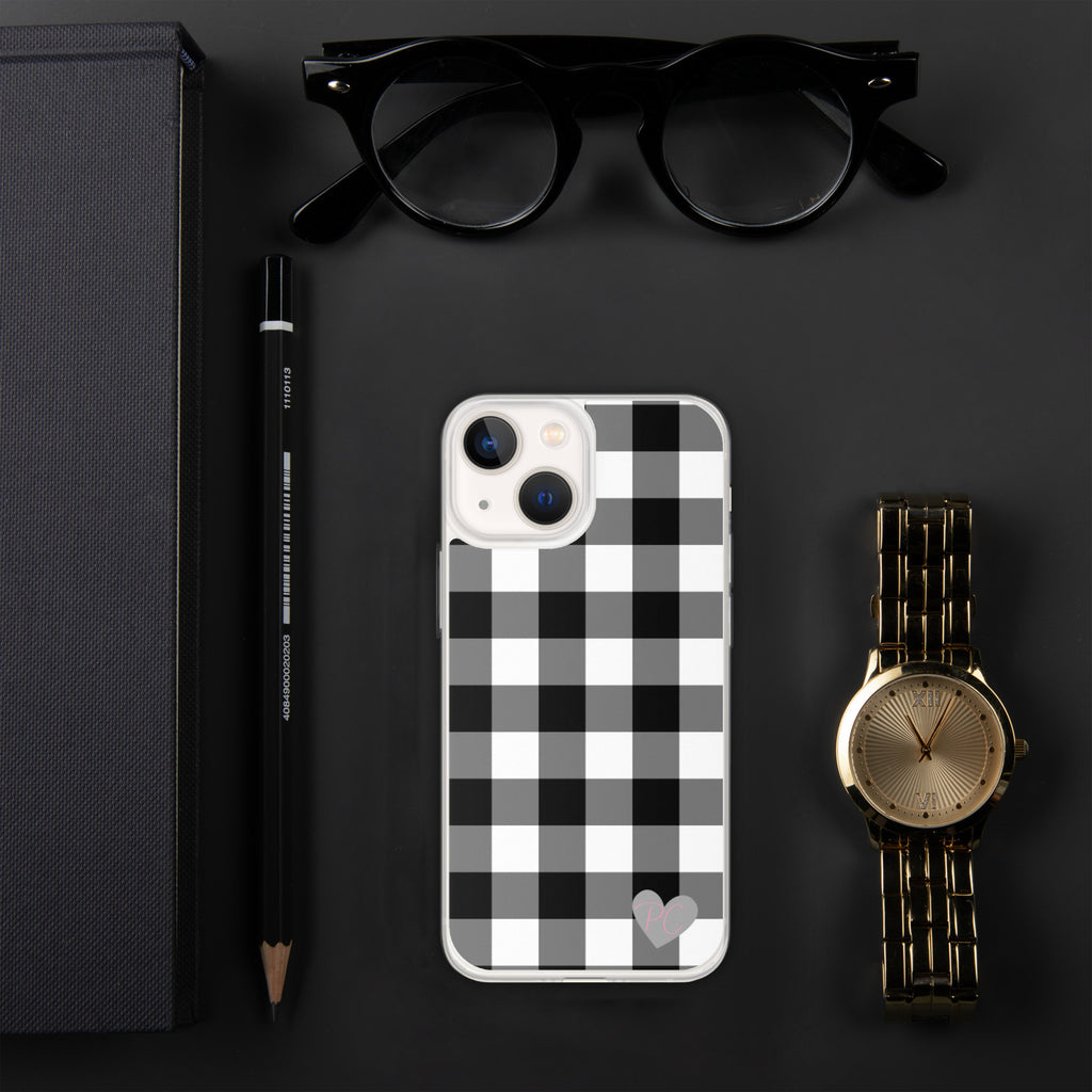 Sunday Afternoon Black Vintage Gingham Print iPhone Case