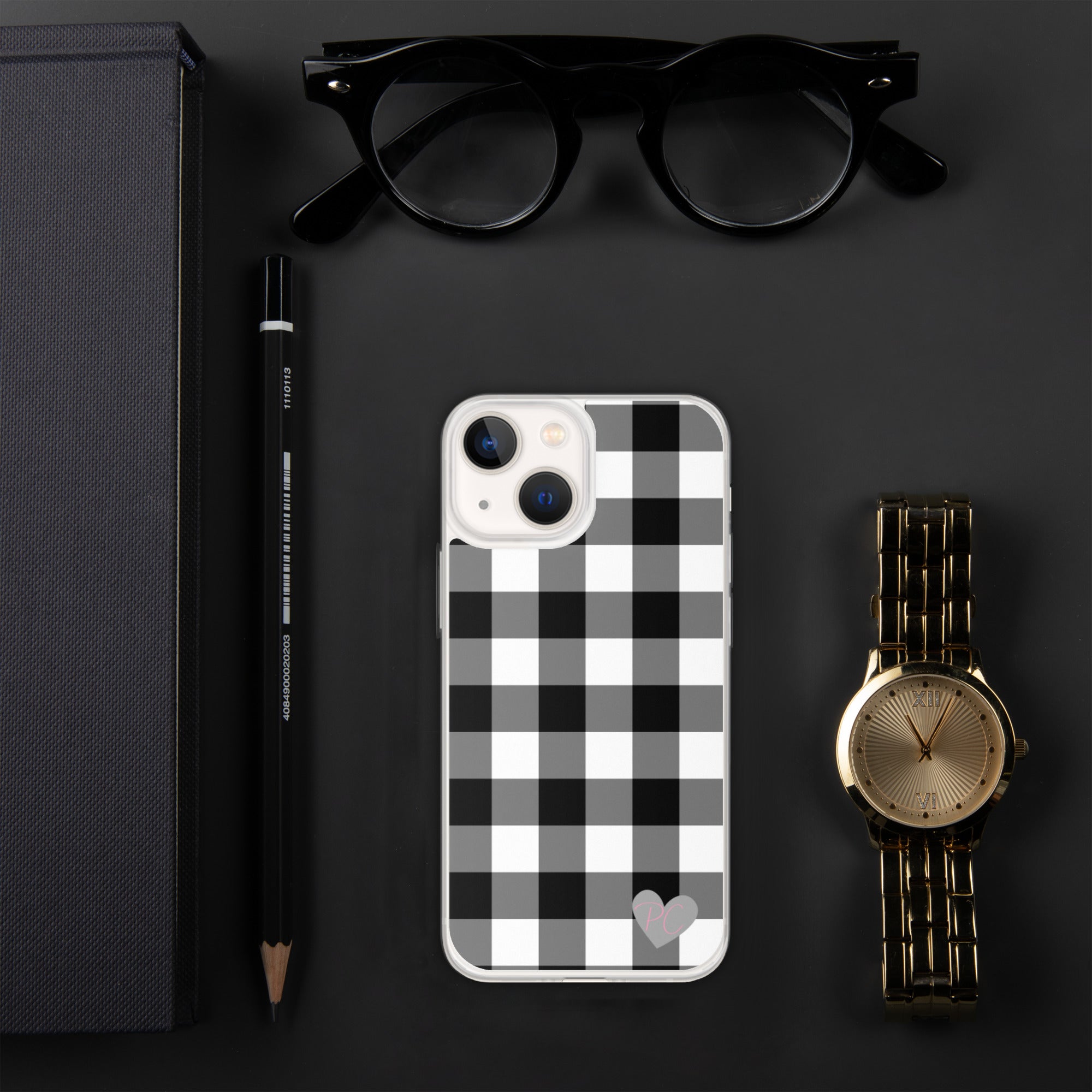 Sunday Afternoon Black Vintage Gingham Print iPhone Case