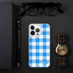 Sunday Afternoon Vintage Blue Gingham Print  iPhone Case