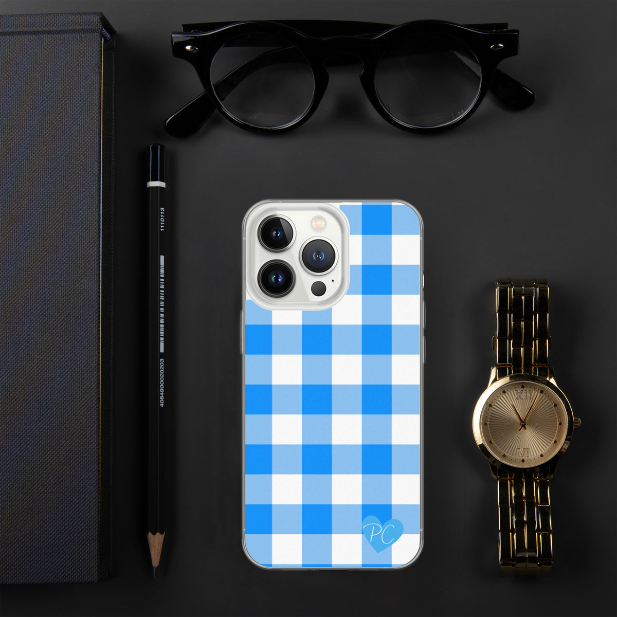 Sunday Afternoon Vintage Blue Gingham Print  iPhone Case
