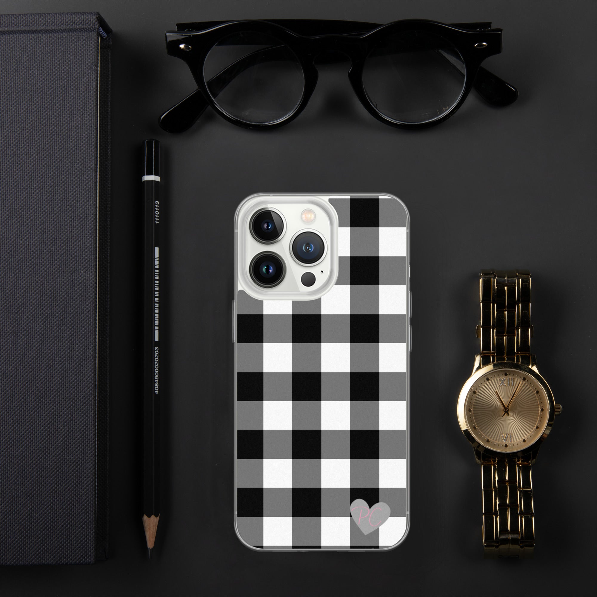 Sunday Afternoon Black Vintage Gingham Print iPhone Case