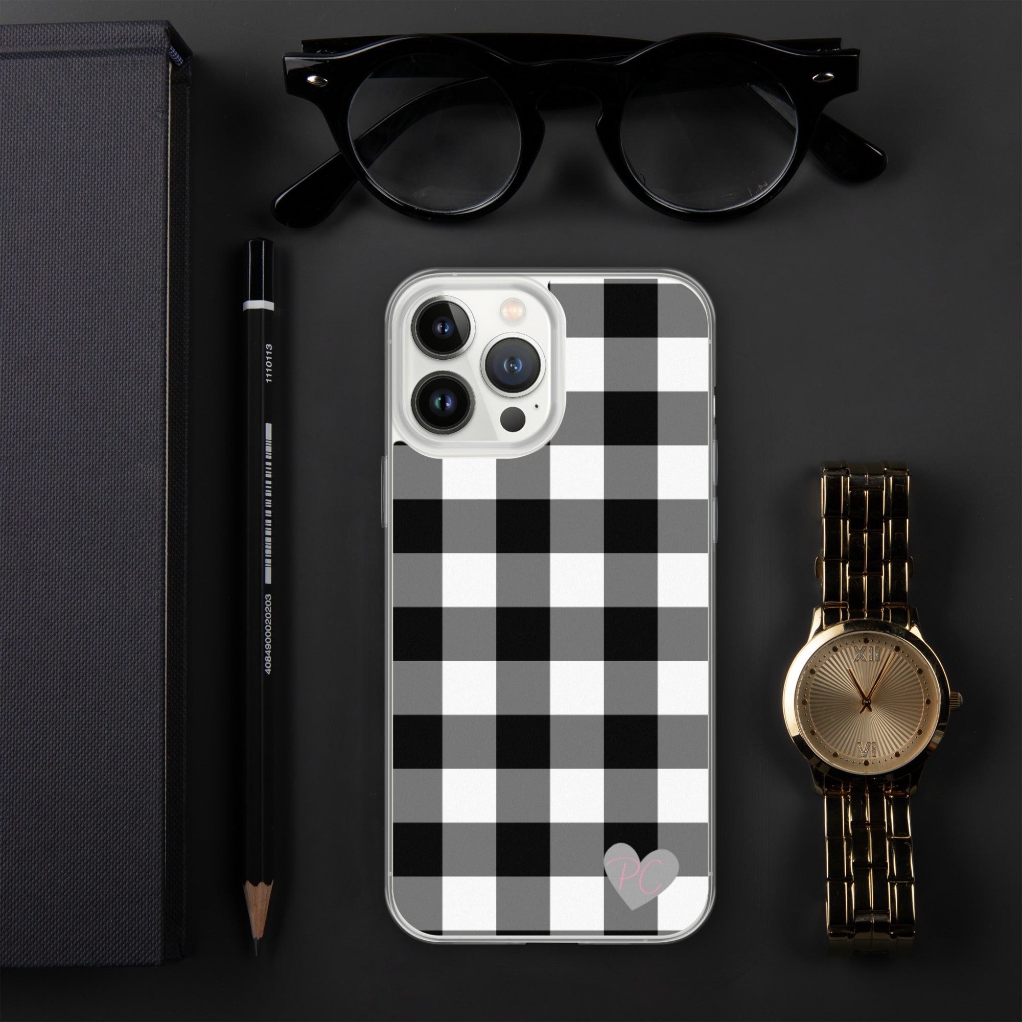 Sunday Afternoon Black Vintage Gingham Print iPhone Case