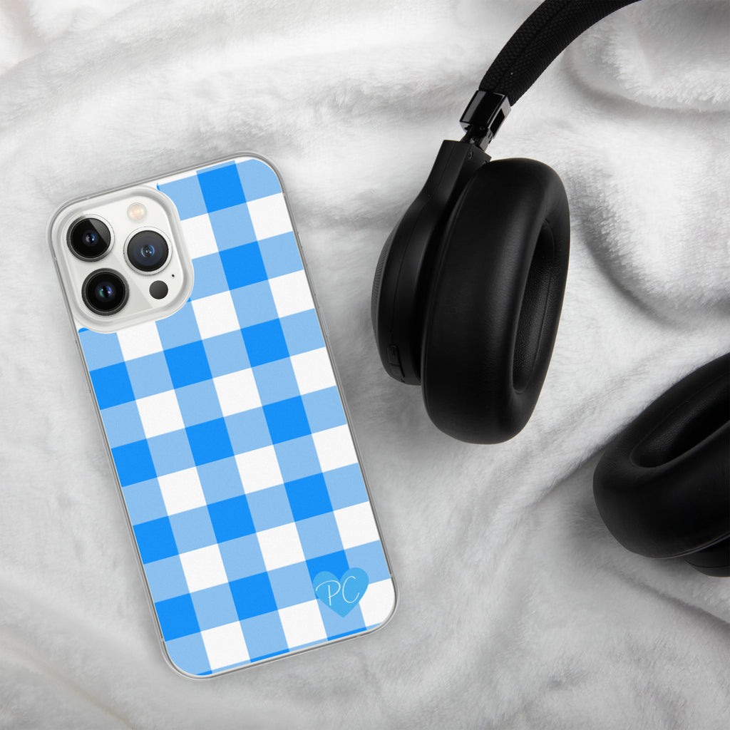 Sunday Afternoon Vintage Blue Gingham Print  iPhone Case