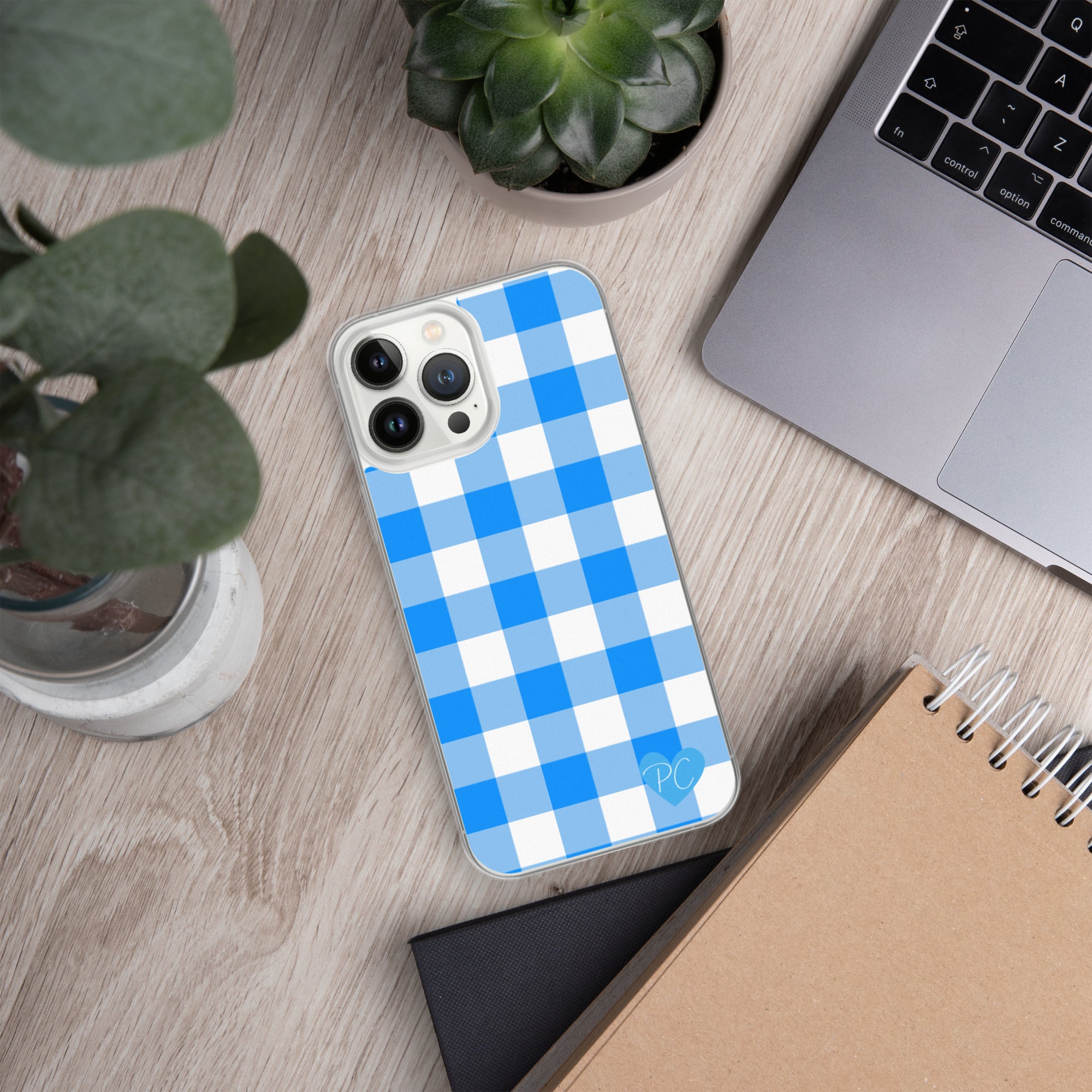 Sunday Afternoon Vintage Blue Gingham Print  iPhone Case