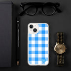 Sunday Afternoon Vintage Blue Gingham Print  iPhone Case