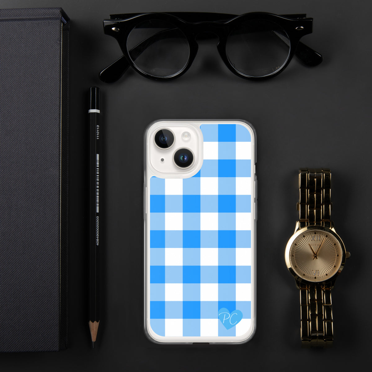 Sunday Afternoon Vintage Blue Gingham Print  iPhone Case