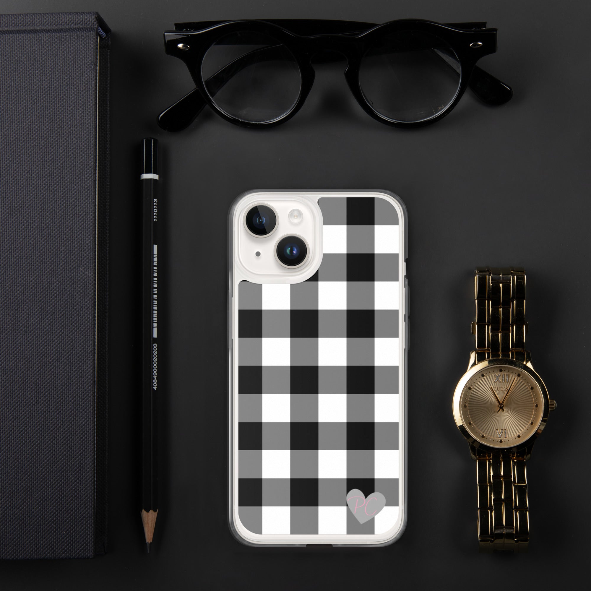 Sunday Afternoon Black Vintage Gingham Print iPhone Case