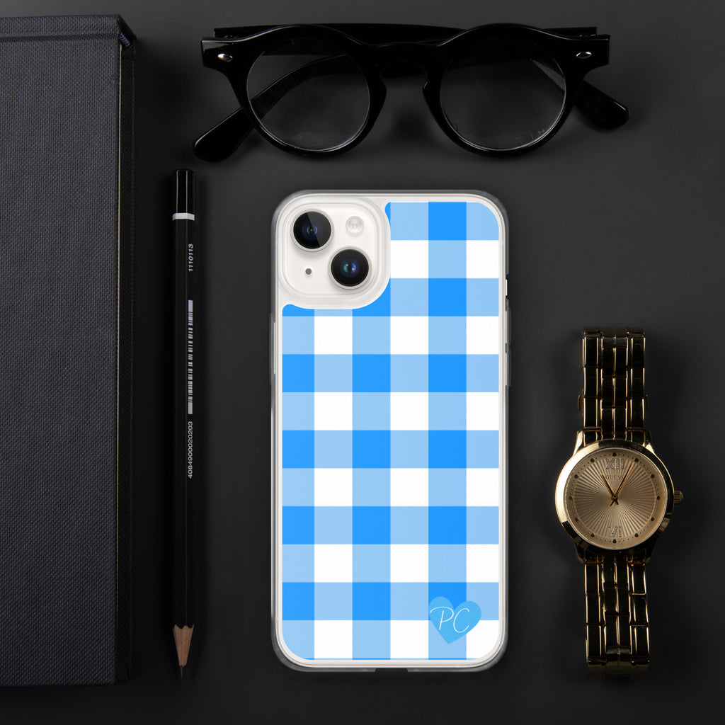Sunday Afternoon Vintage Blue Gingham Print  iPhone Case