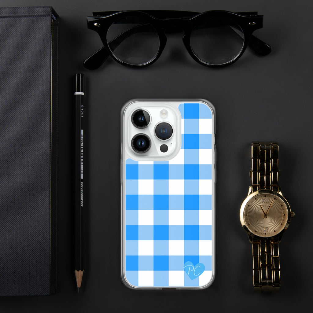 Sunday Afternoon Vintage Blue Gingham Print  iPhone Case