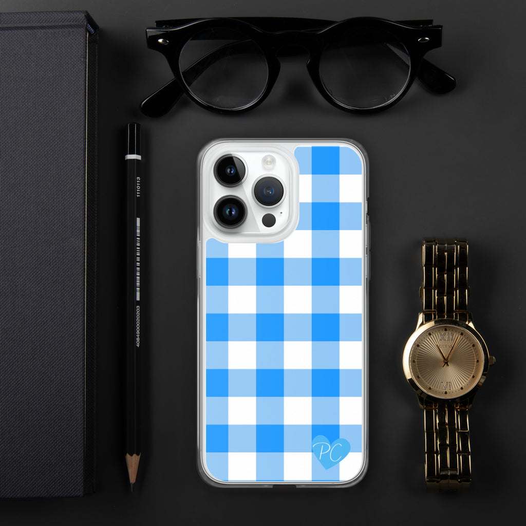Sunday Afternoon Vintage Blue Gingham Print  iPhone Case