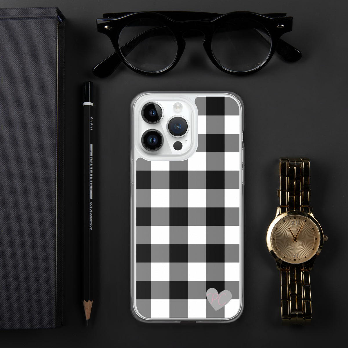 Sunday Afternoon Black Vintage Gingham Print iPhone Case