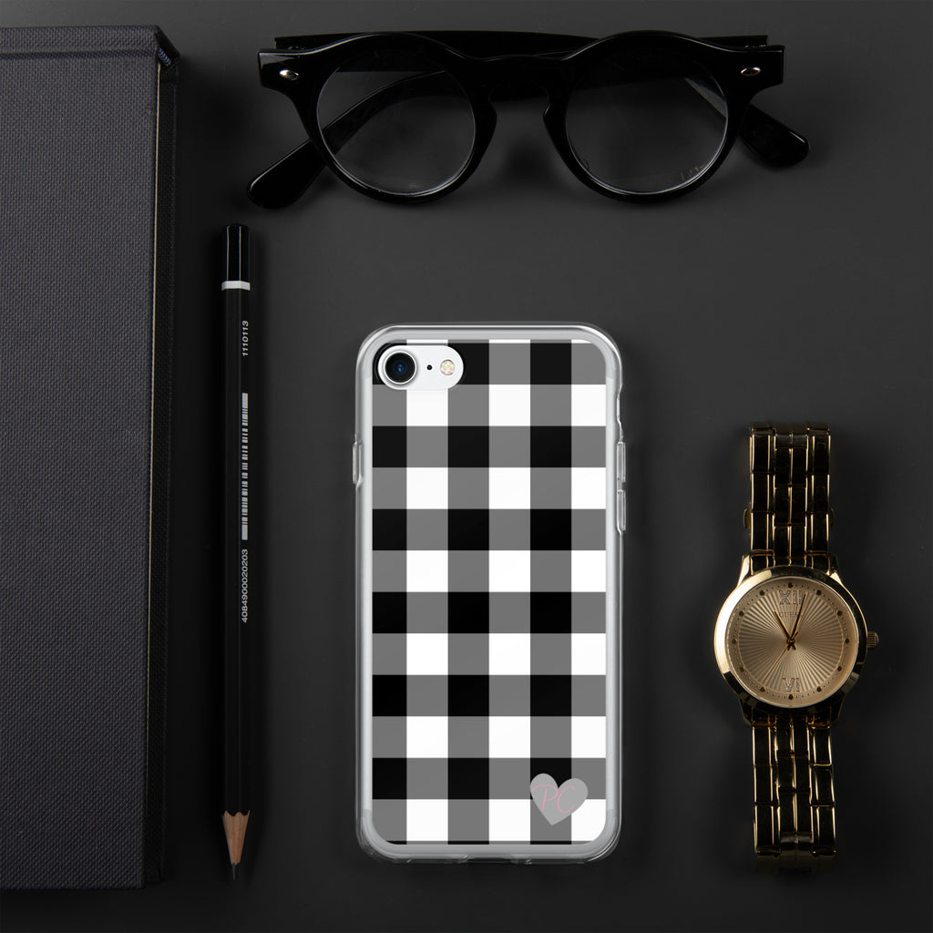 Sunday Afternoon Black Vintage Gingham Print iPhone Case