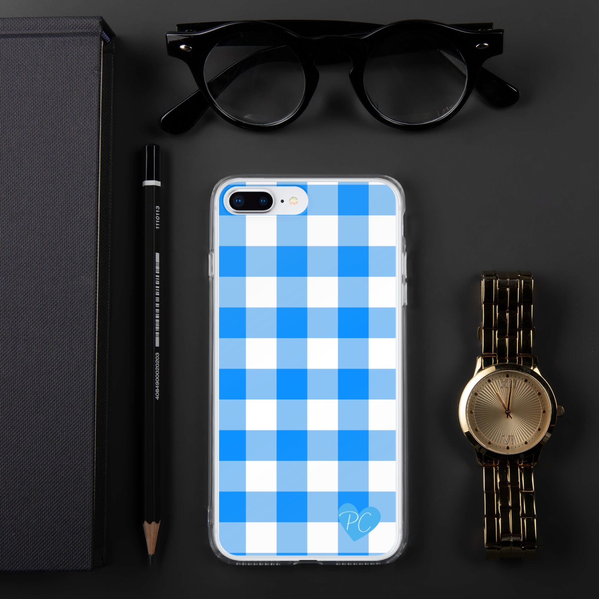 Sunday Afternoon Vintage Blue Gingham Print  iPhone Case