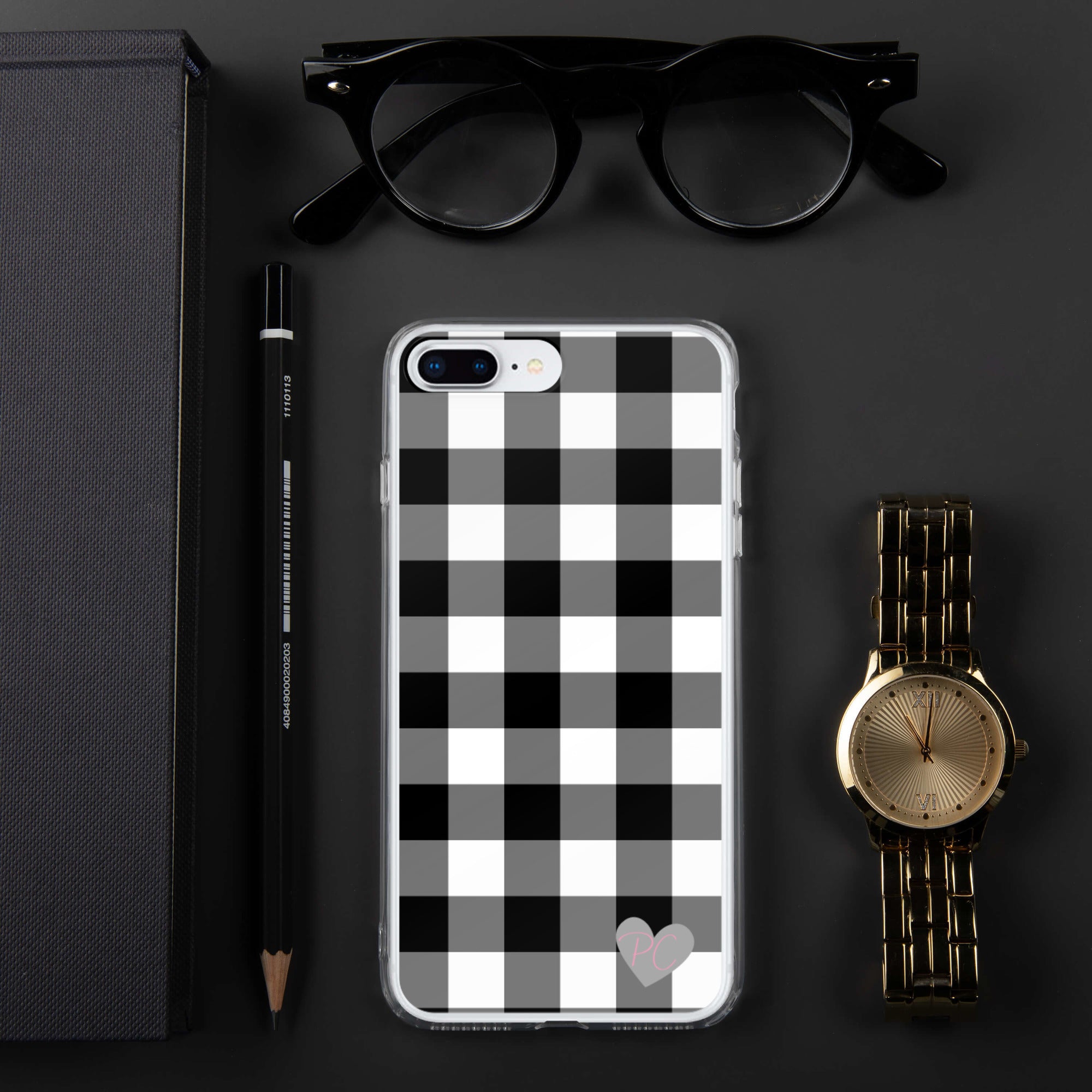 Sunday Afternoon Black Vintage Gingham Print iPhone Case
