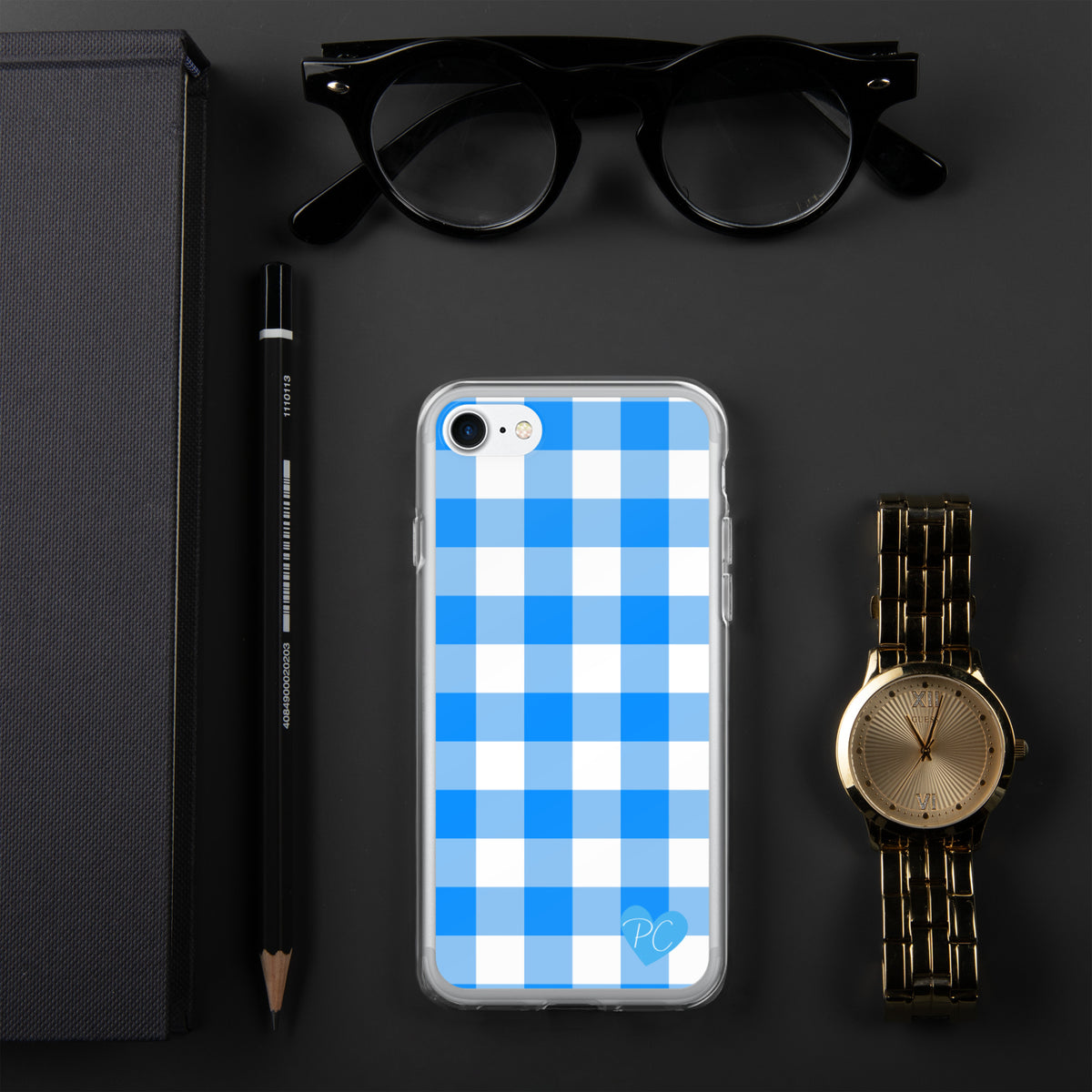 Sunday Afternoon Vintage Blue Gingham Print  iPhone Case