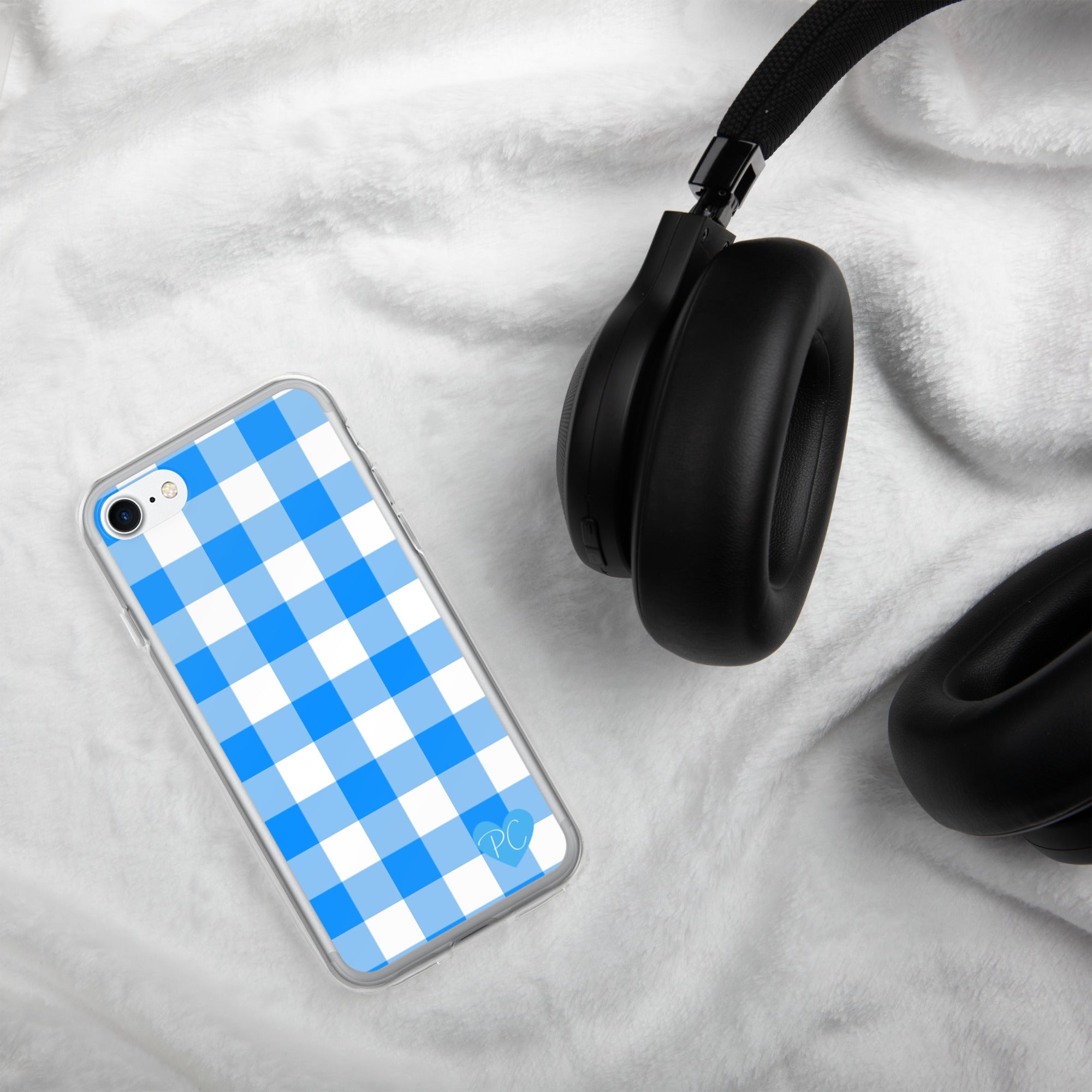 Sunday Afternoon Vintage Blue Gingham Print  iPhone Case