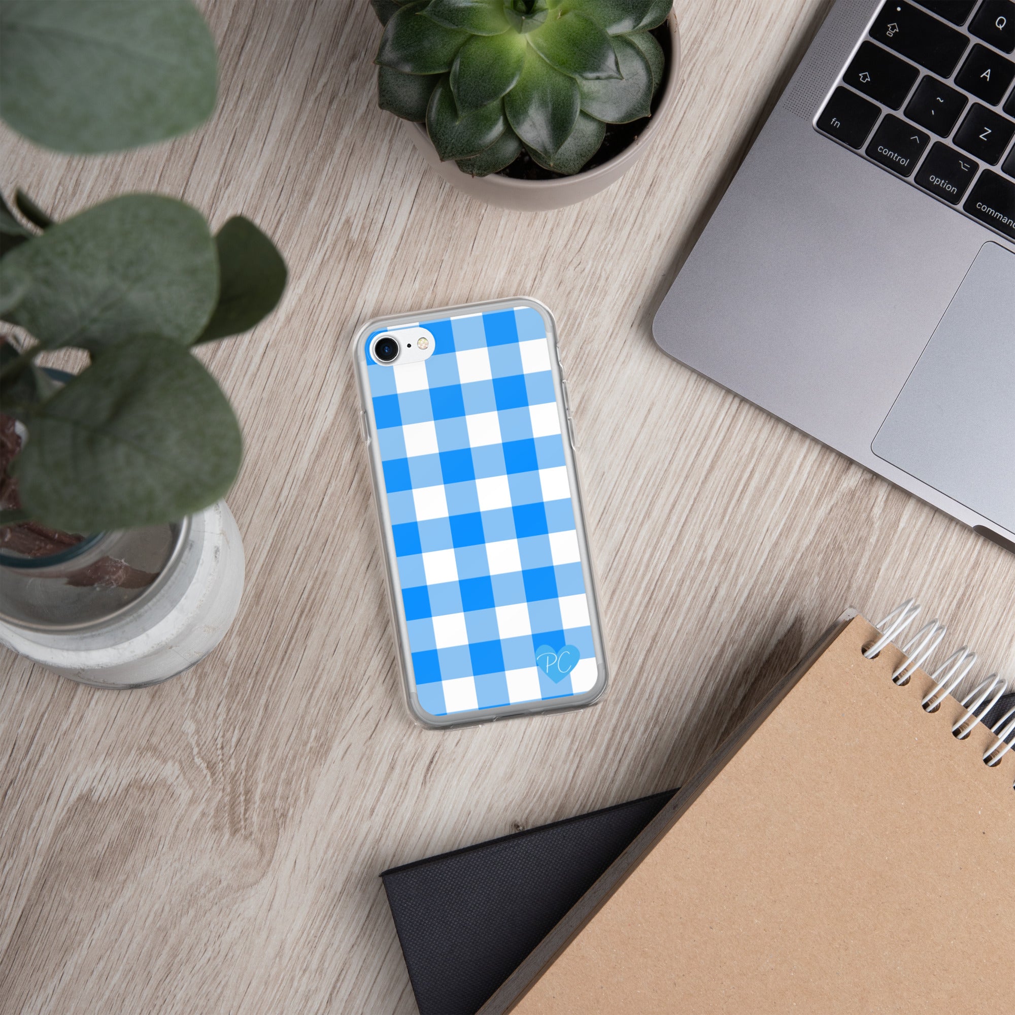 Sunday Afternoon Vintage Blue Gingham Print  iPhone Case