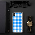 Sunday Afternoon Vintage Blue Gingham Print  iPhone Case