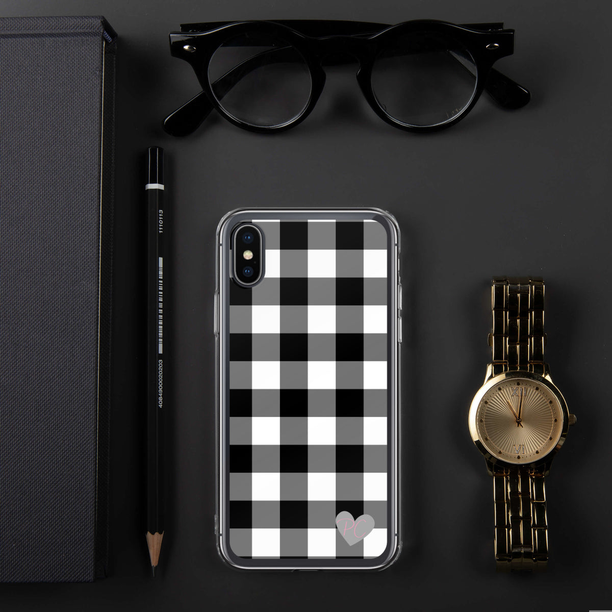 Sunday Afternoon Black Vintage Gingham Print iPhone Case