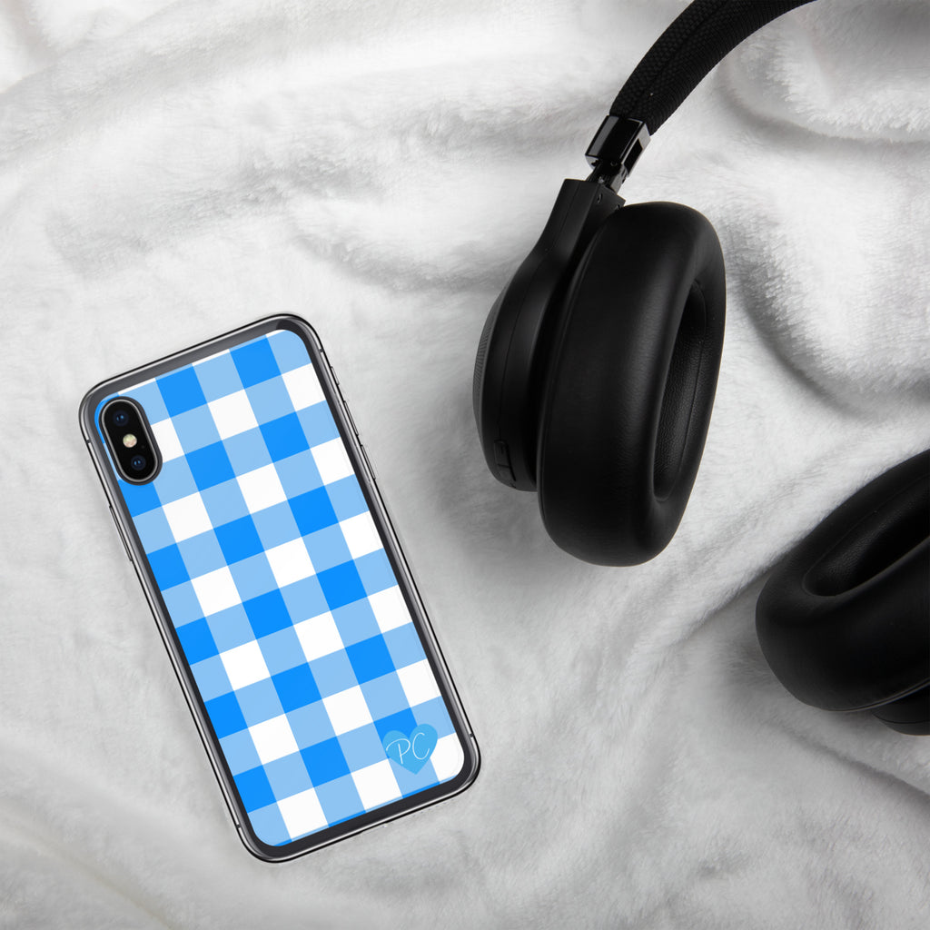 Sunday Afternoon Vintage Blue Gingham Print  iPhone Case