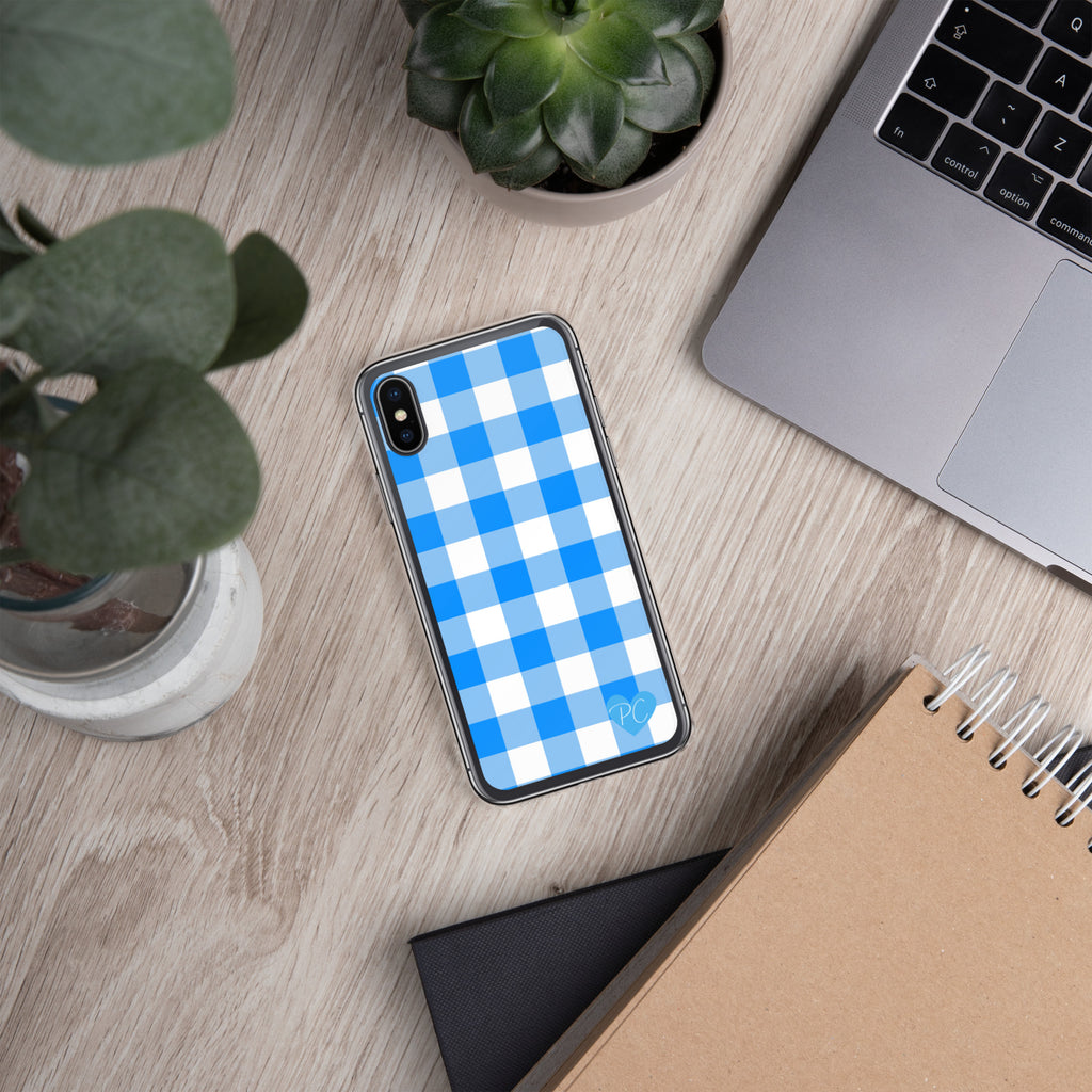 Sunday Afternoon Vintage Blue Gingham Print  iPhone Case