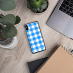 Sunday Afternoon Vintage Blue Gingham Print  iPhone Case