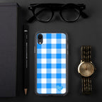 Sunday Afternoon Vintage Blue Gingham Print  iPhone Case