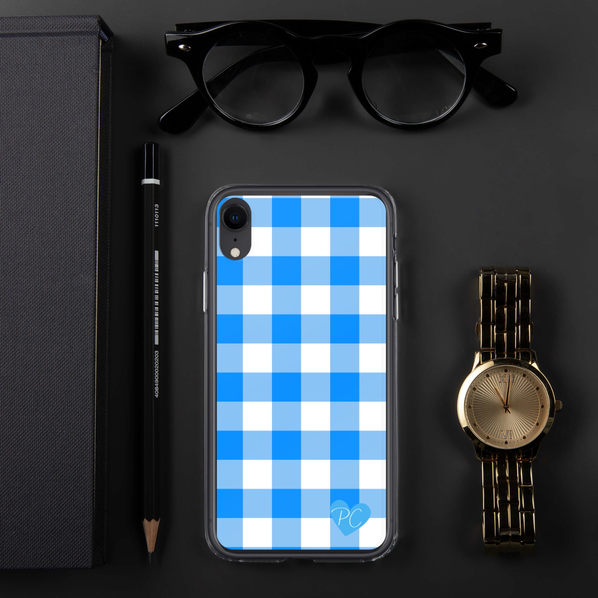 Sunday Afternoon Vintage Blue Gingham Print  iPhone Case