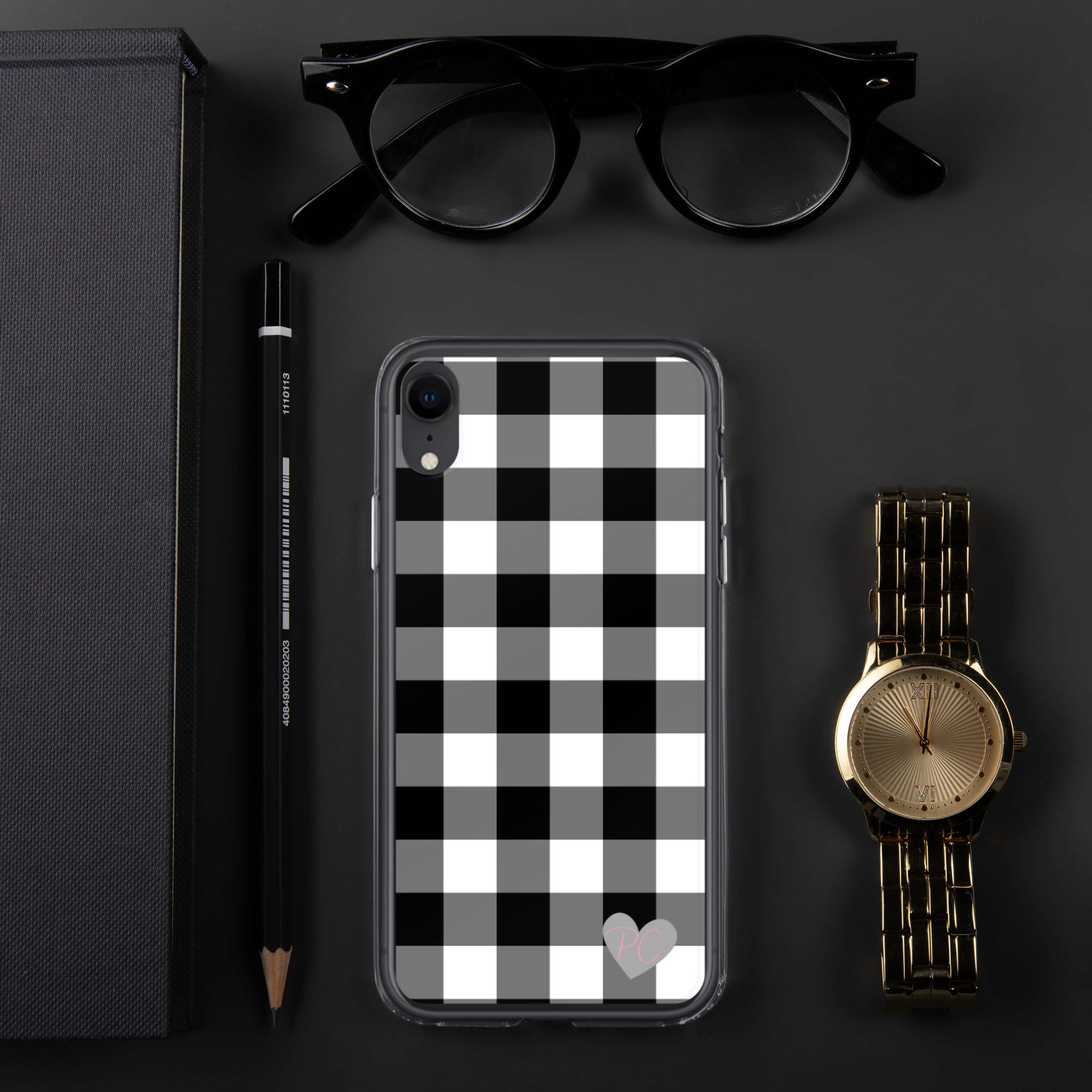 Sunday Afternoon Black Vintage Gingham Print iPhone Case
