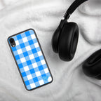 Sunday Afternoon Vintage Blue Gingham Print  iPhone Case