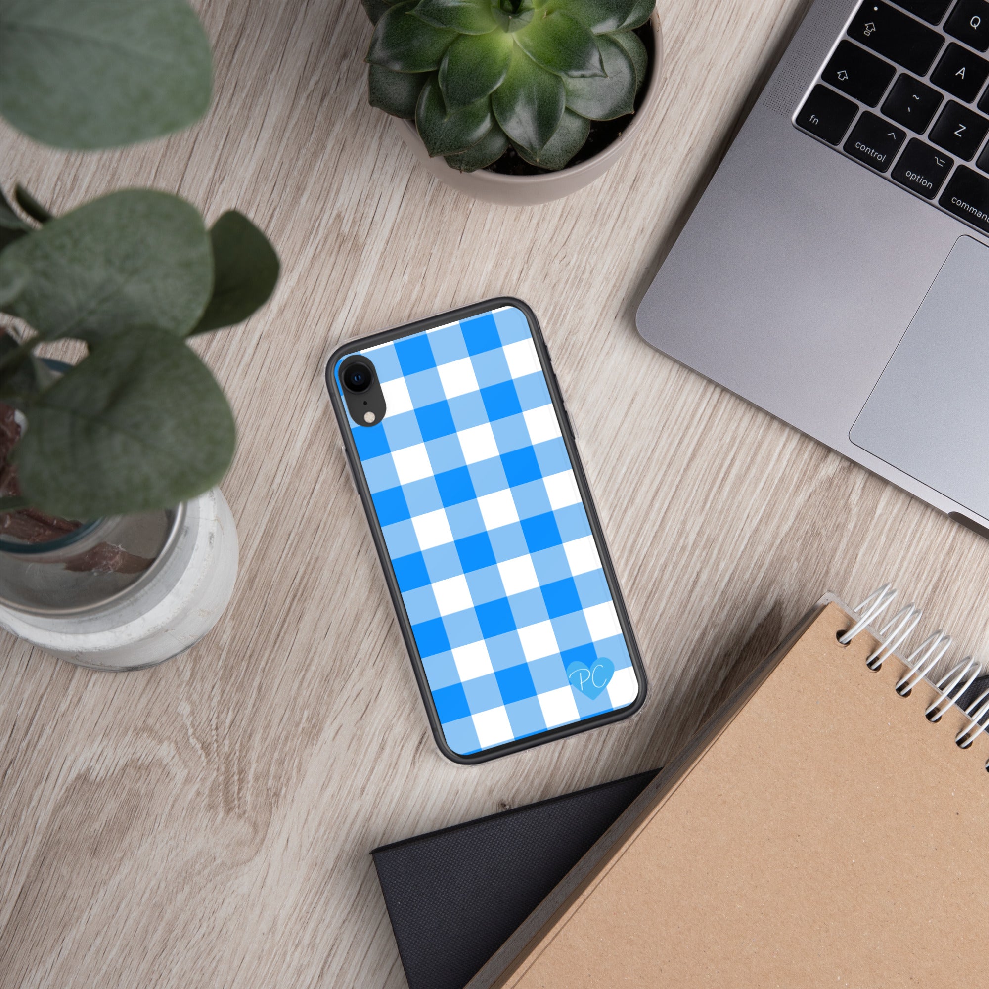Sunday Afternoon Vintage Blue Gingham Print  iPhone Case