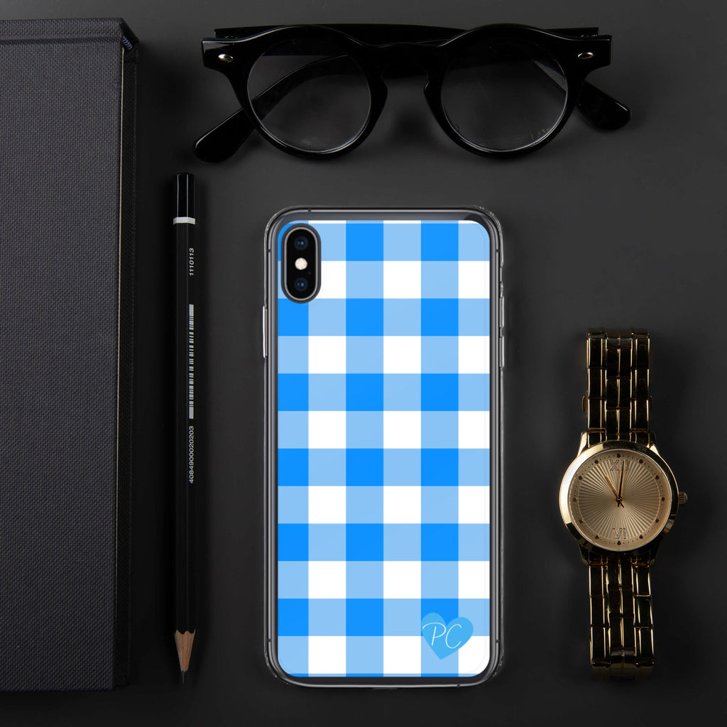 Sunday Afternoon Vintage Blue Gingham Print  iPhone Case